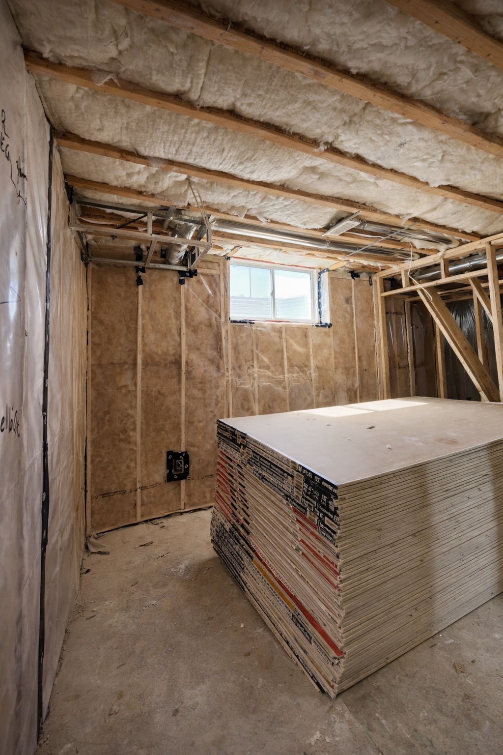 Insulated wood-frame walls ready for drywall pre-install in Mississauga